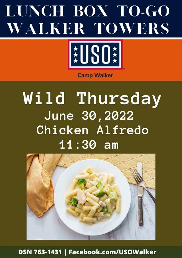 Outreach Wild Thursday Chicken Alfredo Towers • USO Korea
